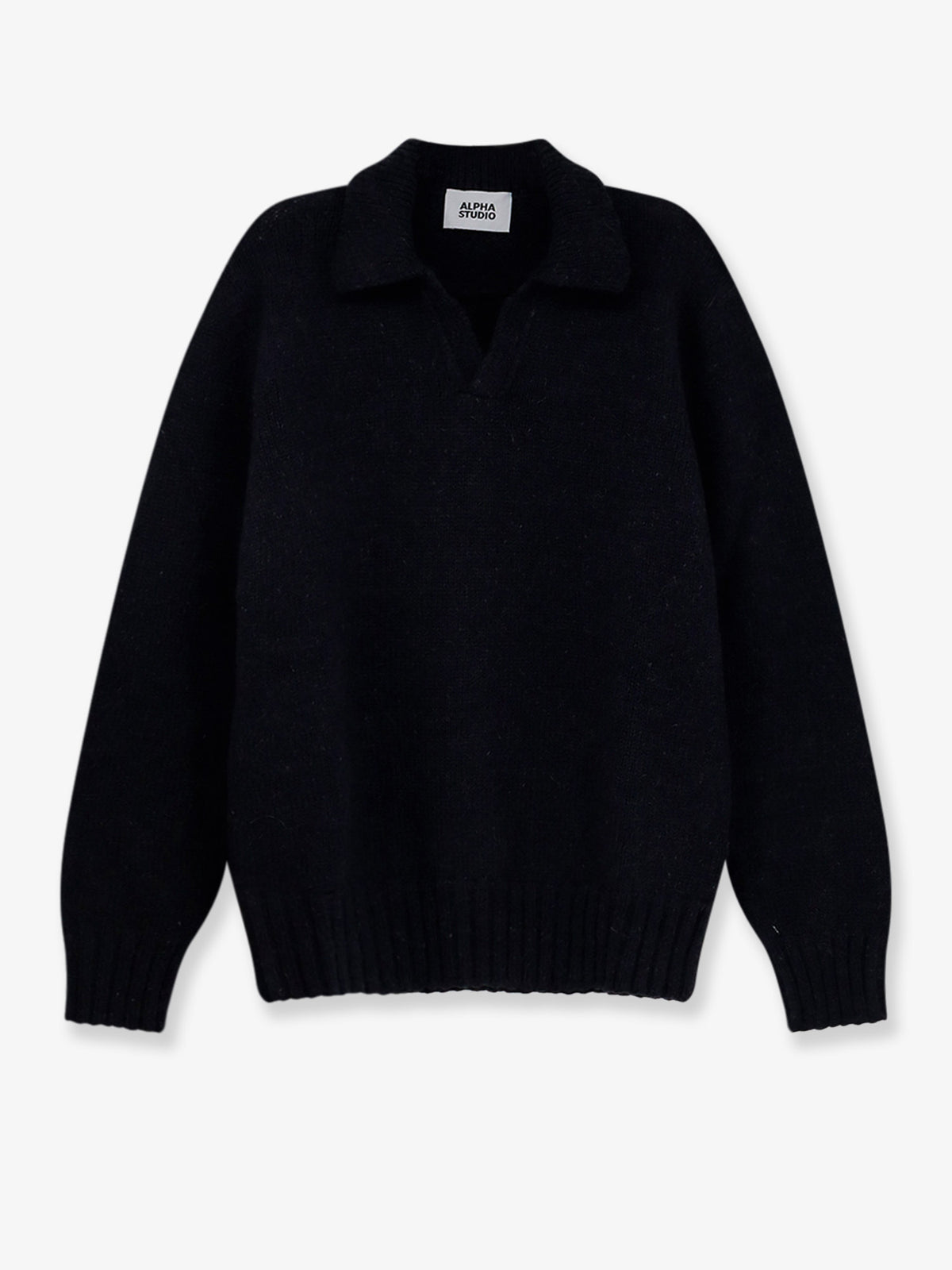 Wool blend ribbed collar sweater