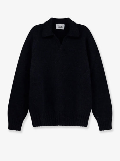 Wool blend ribbed collar sweater thumbnail