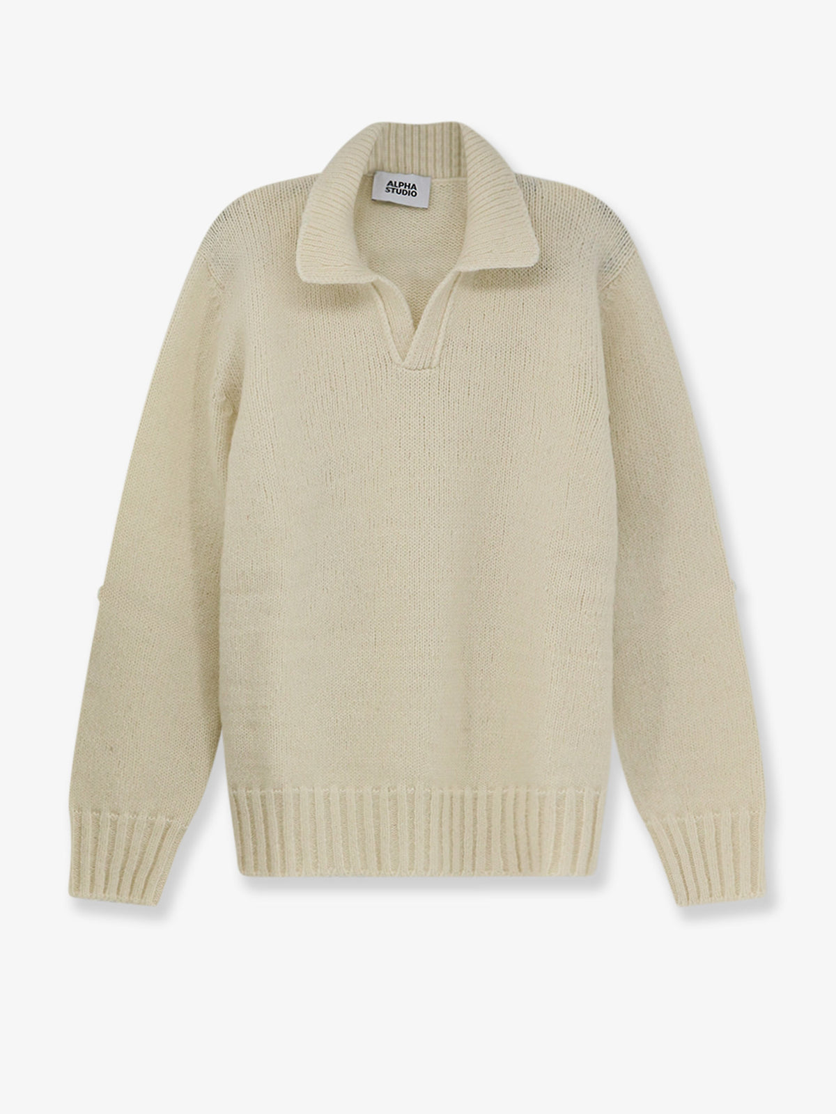Wool blend ribbed collar sweater