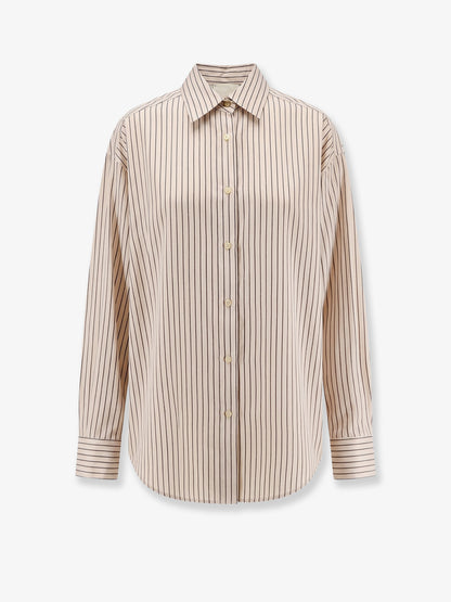 Oversize striped lyocell and silk shirt thumbnail