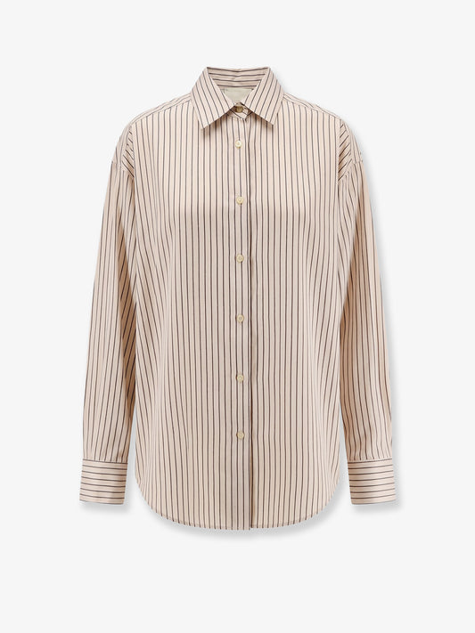 Oversize striped lyocell and silk shirt