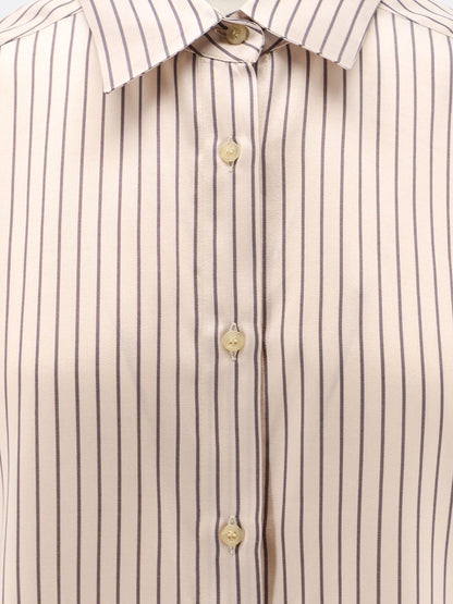 Oversize striped lyocell and silk shirt thumbnail