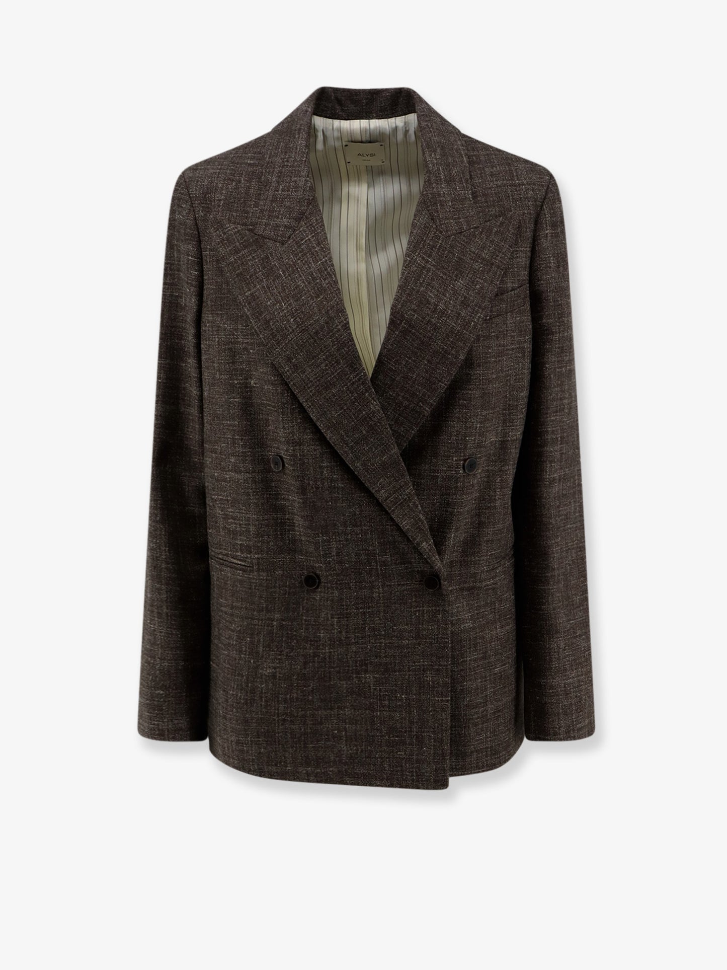 Double-breasted wool and linen blend blazer