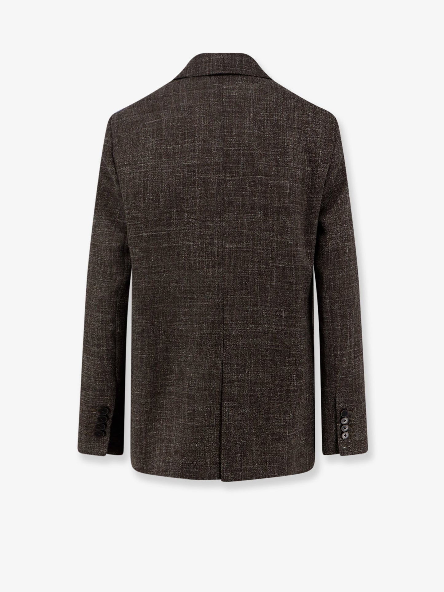 Double-breasted wool and linen blend blazer