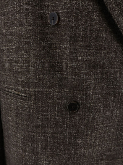 Double-breasted wool and linen blend blazer thumbnail