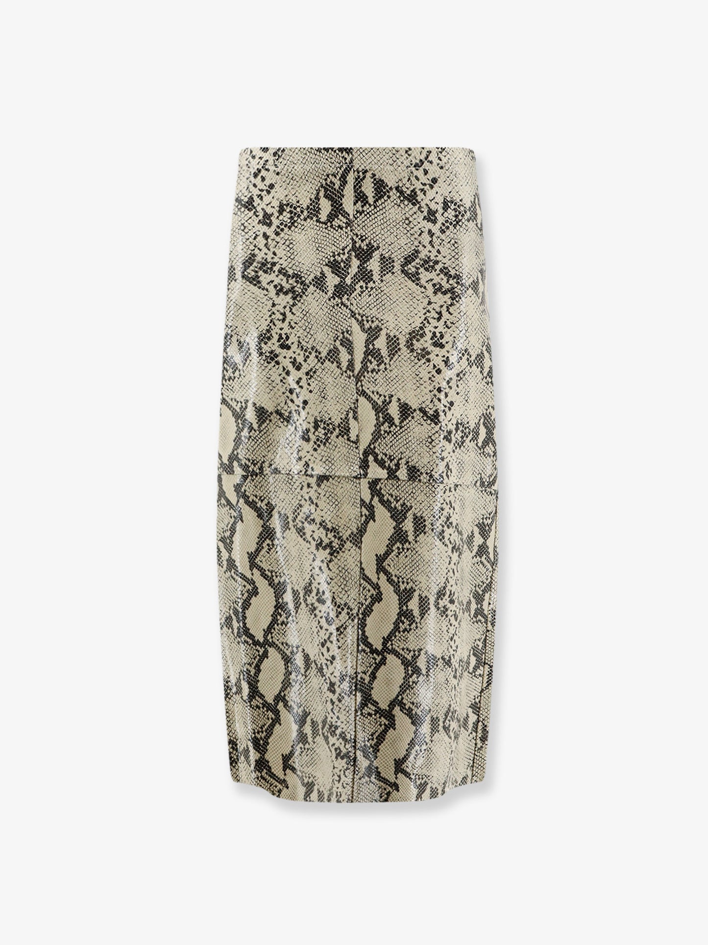 Python-print leather midi skirt