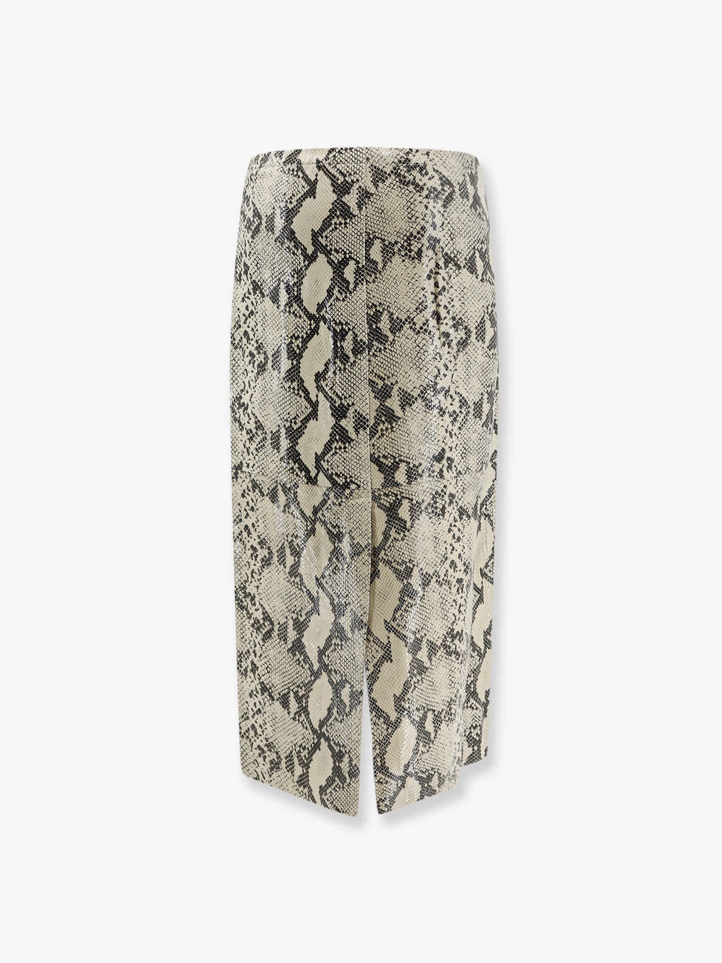 Python-print leather midi skirt