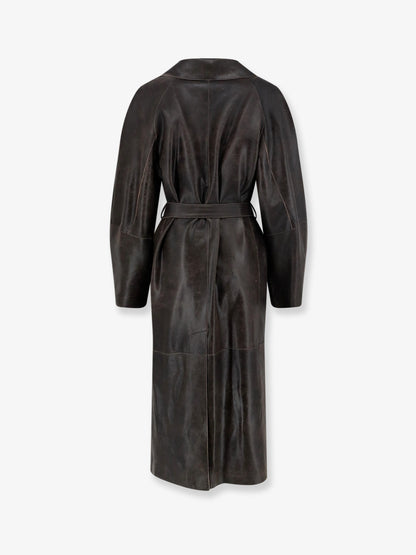 Heavy leather coat with vintage effect thumbnail