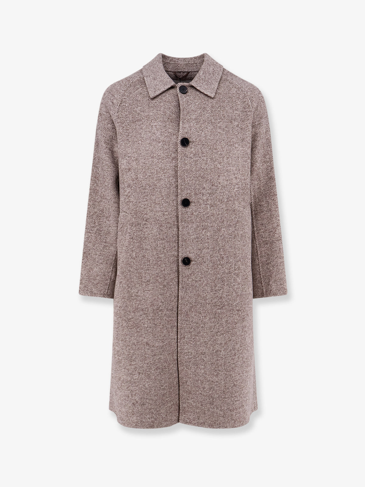 Single-breasted wool and cashmere blend coat with herringbone pattern