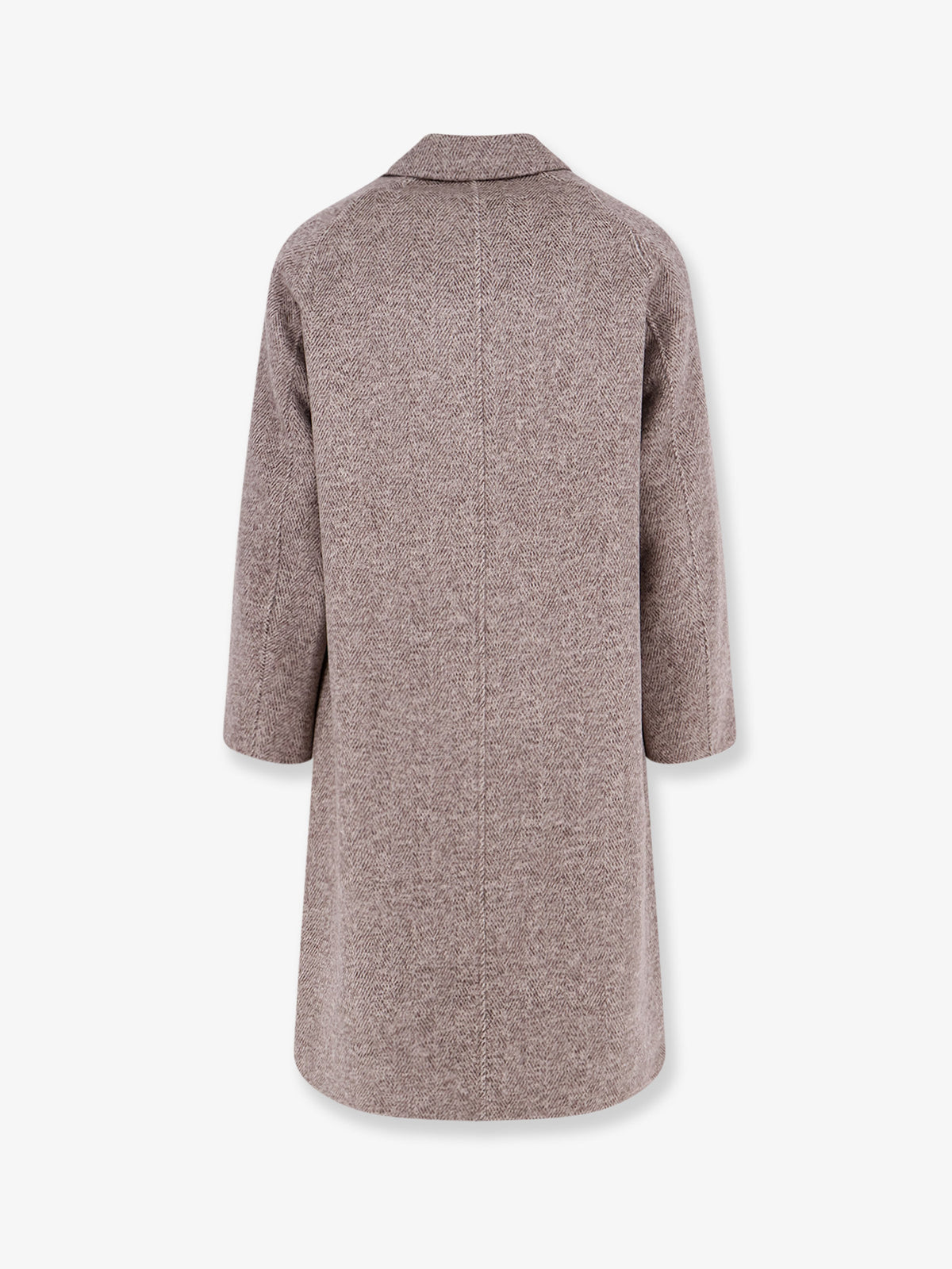 Single-breasted wool and cashmere blend coat with herringbone pattern