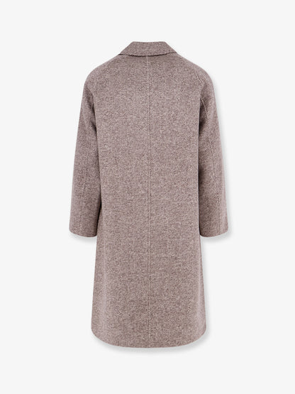 Single-breasted wool and cashmere blend coat with herringbone pattern thumbnail