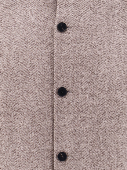 Single-breasted wool and cashmere blend coat with herringbone pattern thumbnail