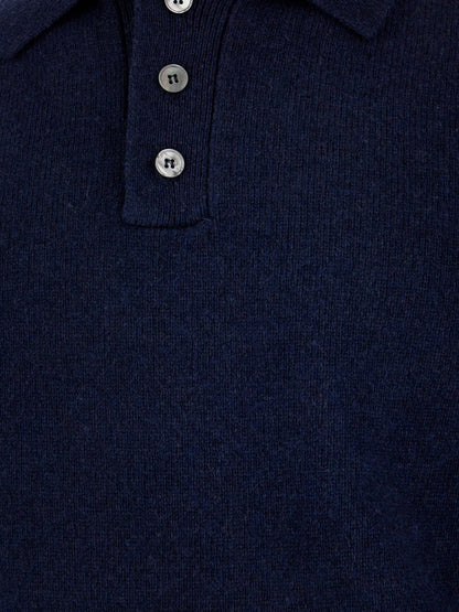 Wool and cashmere polo shirt sweater thumbnail