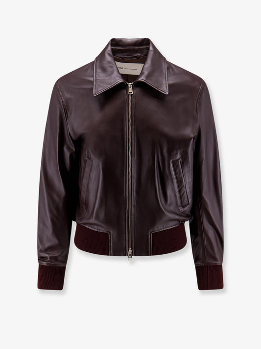 Bordeaux leather jacket with zip