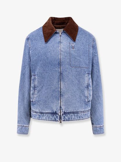 Ami de Coeur padded denim jacket with zip thumbnail