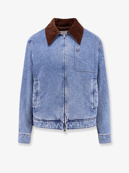 Ami de Coeur padded denim jacket with zip