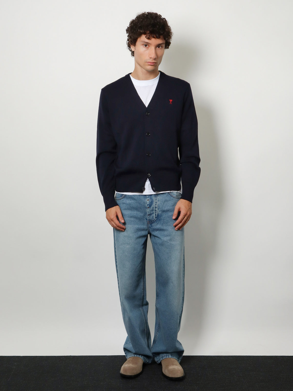 Wool cardigan with iconic embroidery