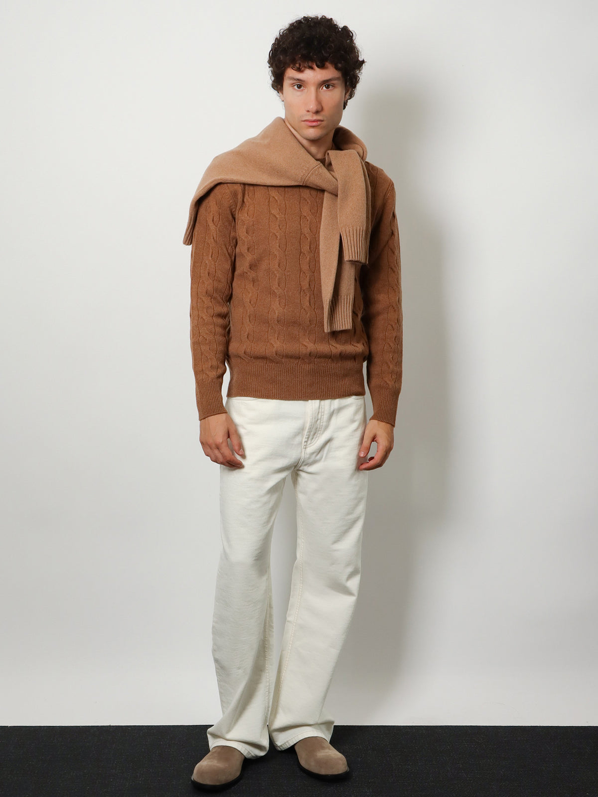 White denim trousers