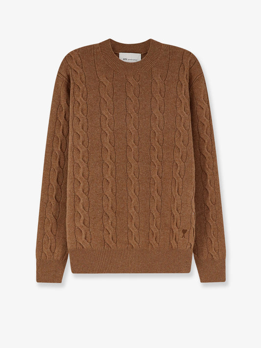 Braided knit wool sweater