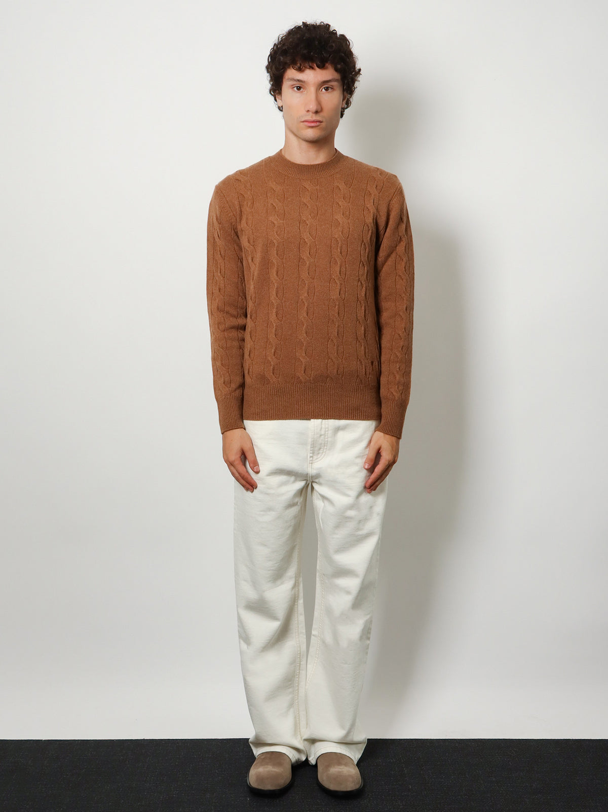 Braided knit wool sweater