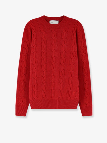 Wool sweater with cable knit thumbnail
