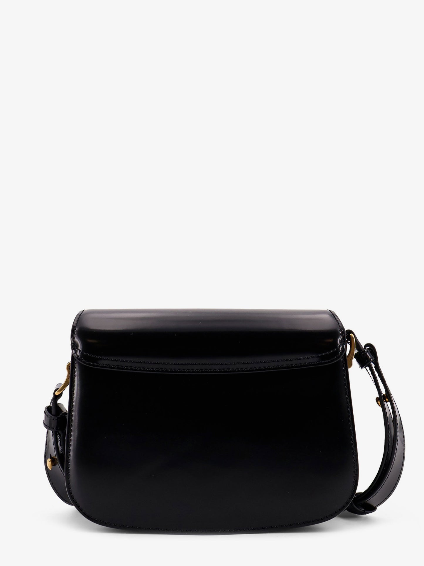 Borsa a tracolla in pelle con logo in metallo frontale