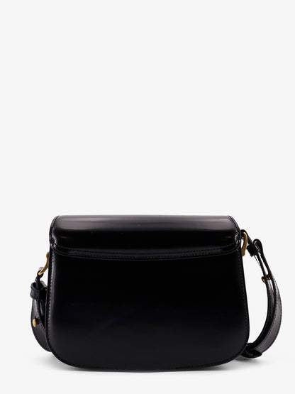 Borsa a tracolla in pelle con logo in metallo frontale thumbnail