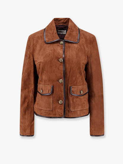 Yasmine suede jacket with leather trim thumbnail