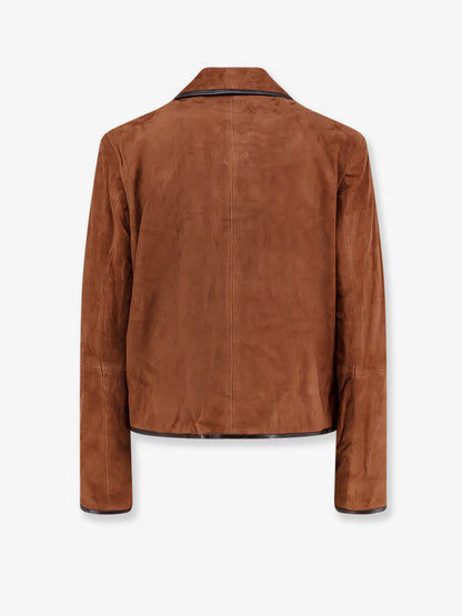 Yasmine suede jacket with leather trim thumbnail