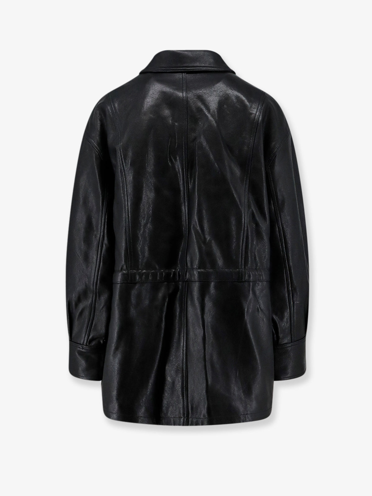 Maeve leather jacket with front button fastening