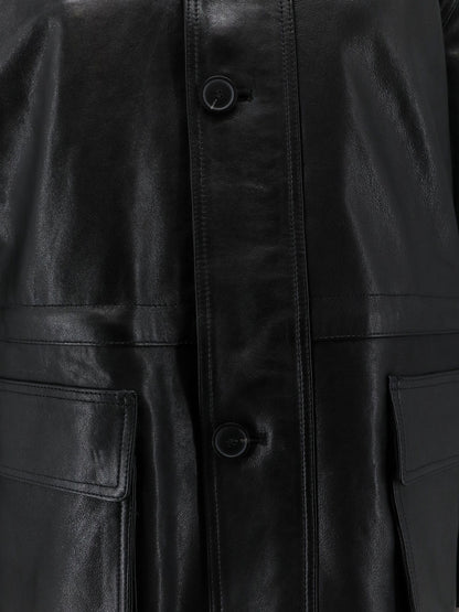 Maeve leather jacket with front button fastening thumbnail