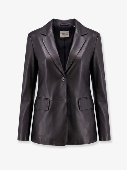 Sema single-breasted leather blazer thumbnail