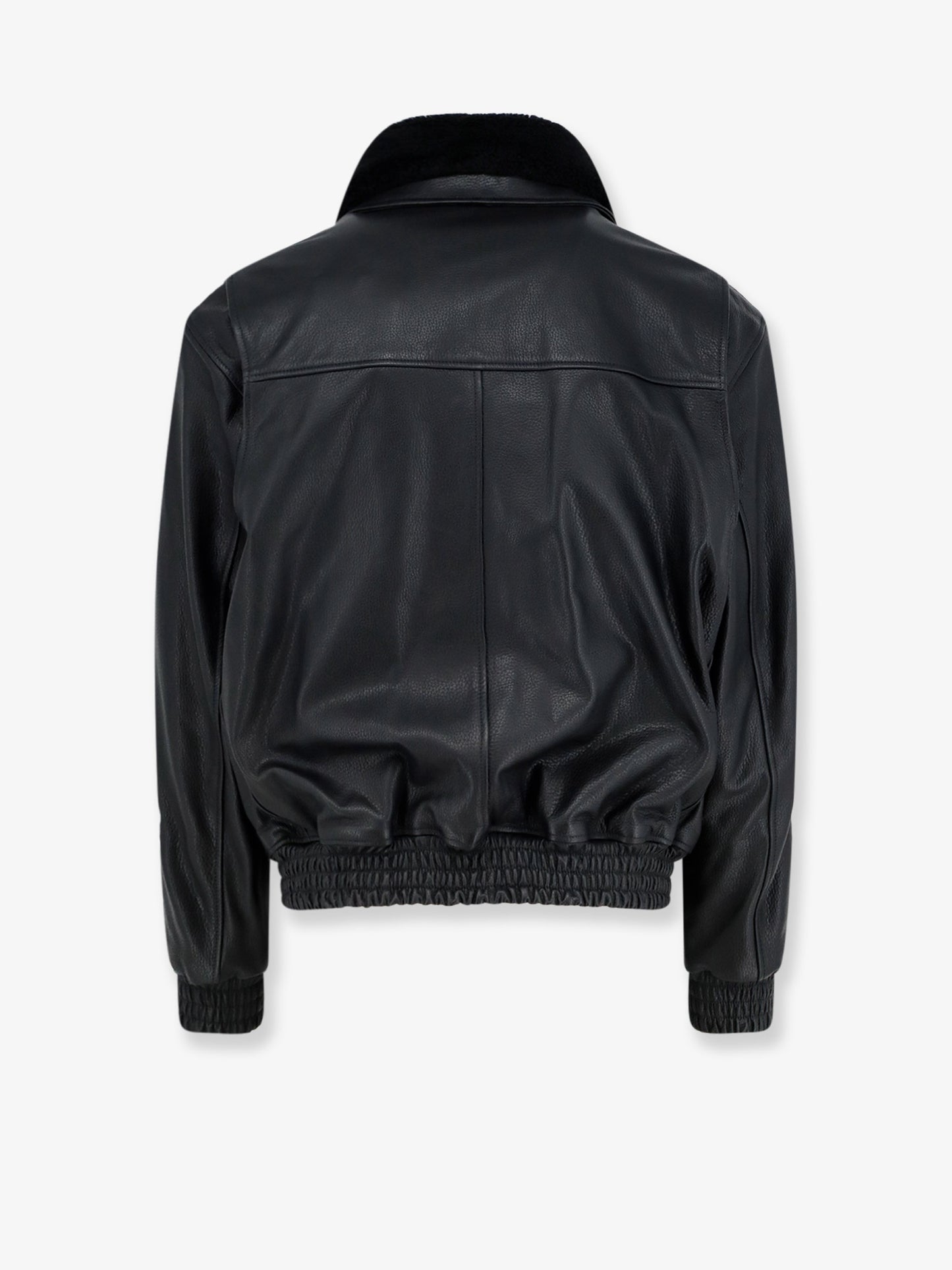 Bari leather jacket with faux fur collar