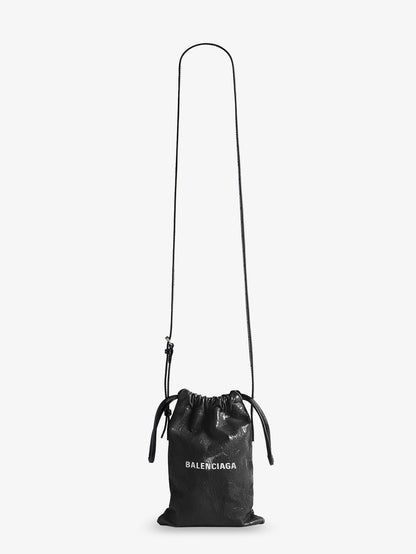Porta cellulare Shopper in pelle con logo lettering frontale thumbnail
