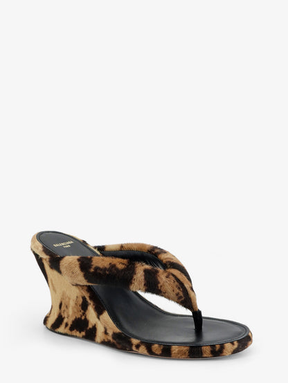 Gaeta flip-flops with ponyskin wedge thumbnail