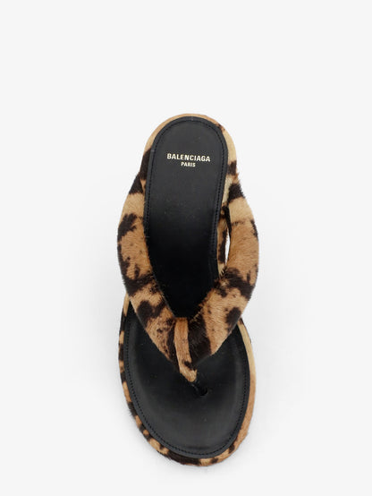 Gaeta flip-flops with ponyskin wedge thumbnail