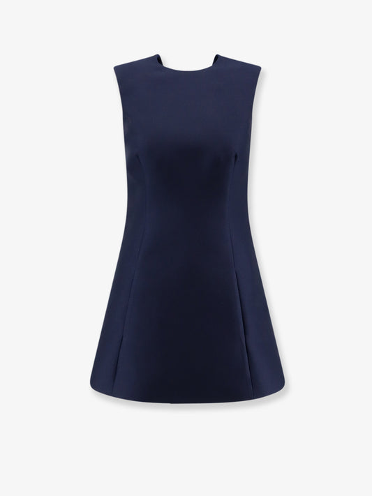 A-line merino wool and silk blend short dress
