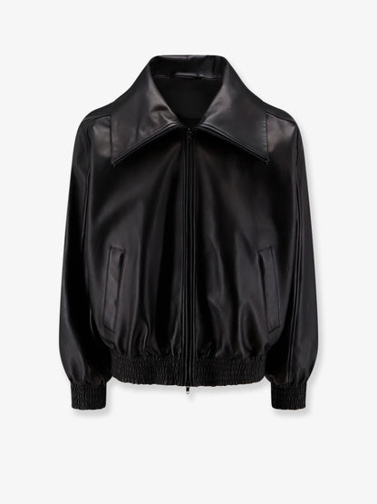 Leather jacket with Logo detail thumbnail