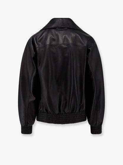 Leather jacket with Logo detail thumbnail