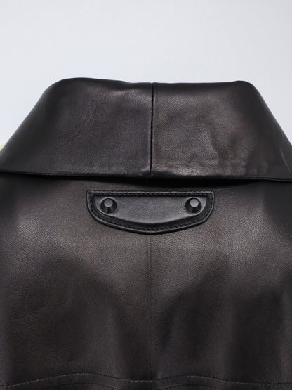 Leather jacket with Logo detail thumbnail