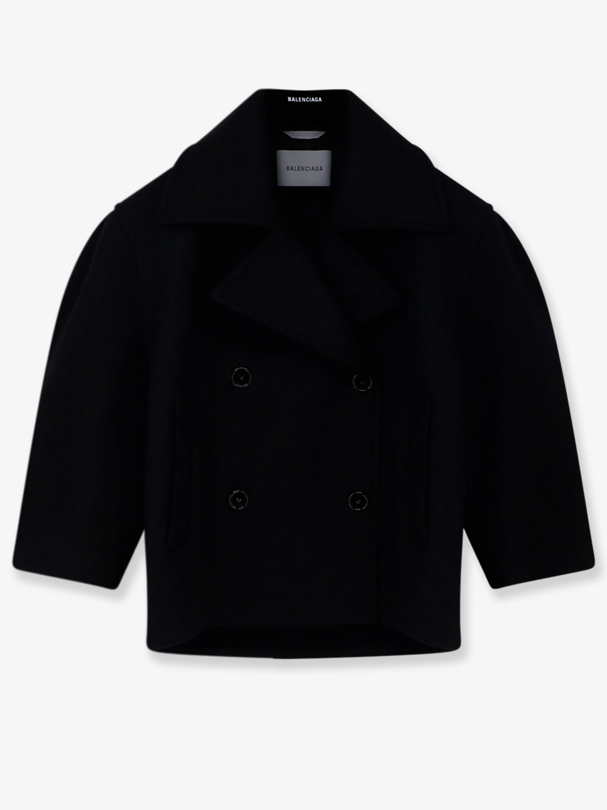 Compact double-wool cocoon peacoat