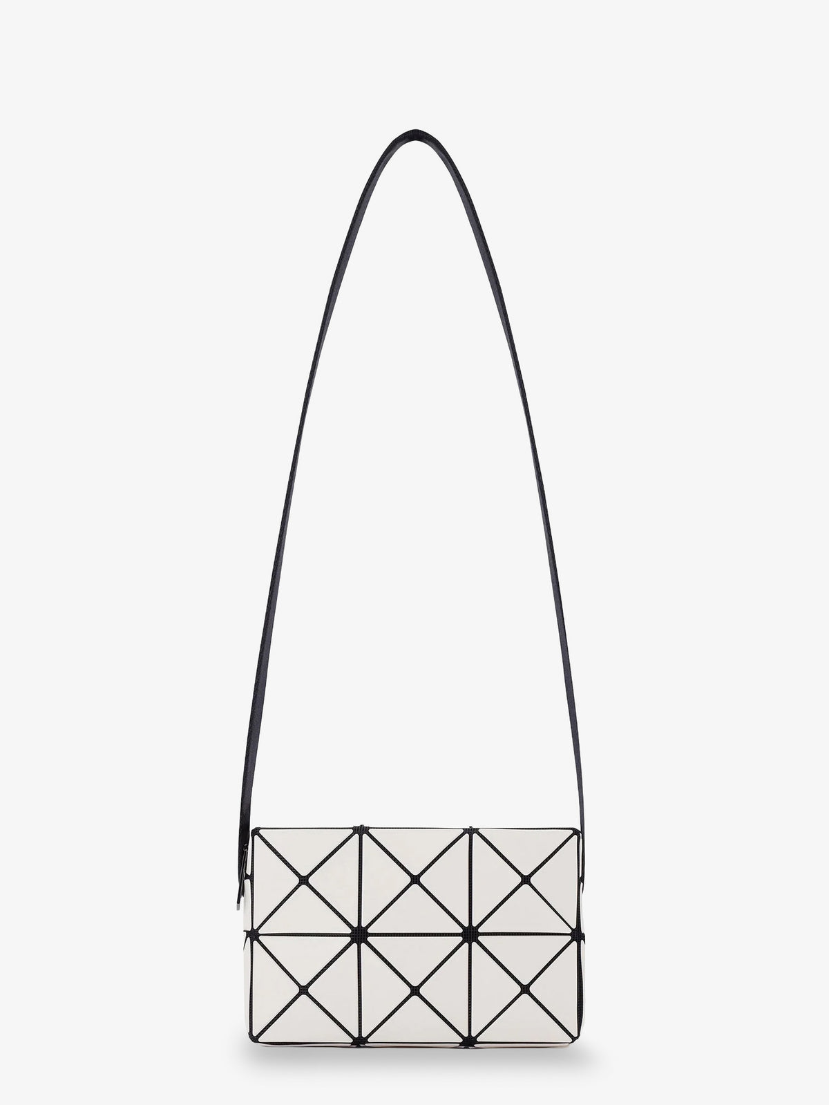 Cuboid shoulder bag with geometric pattern