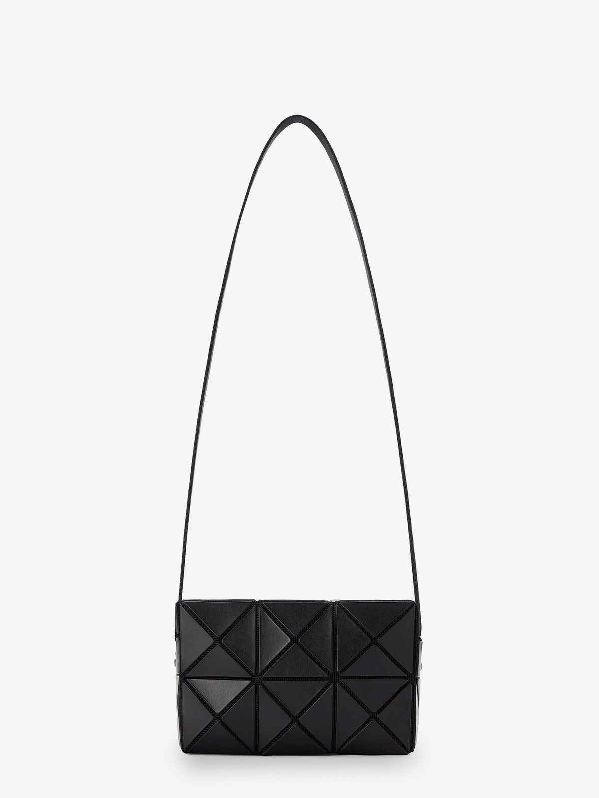 Cuboid shoulder bag with geometric pattern