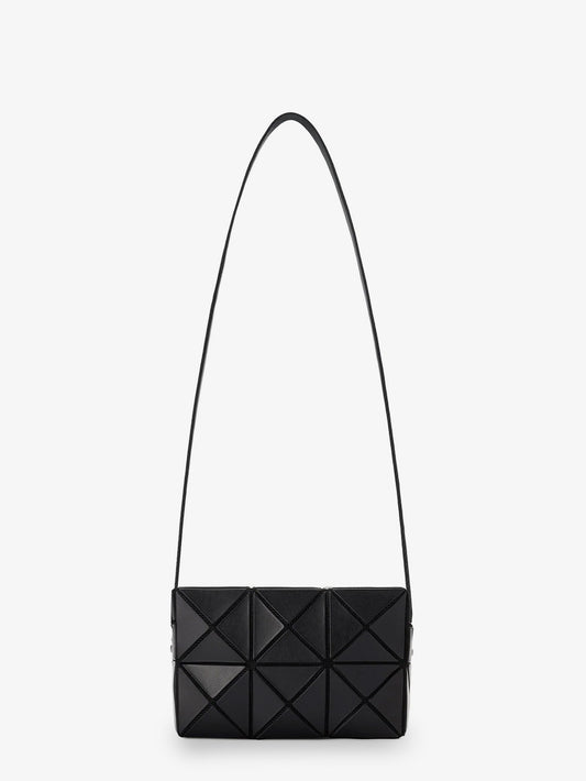 Cuboid shoulder bag with geometric pattern