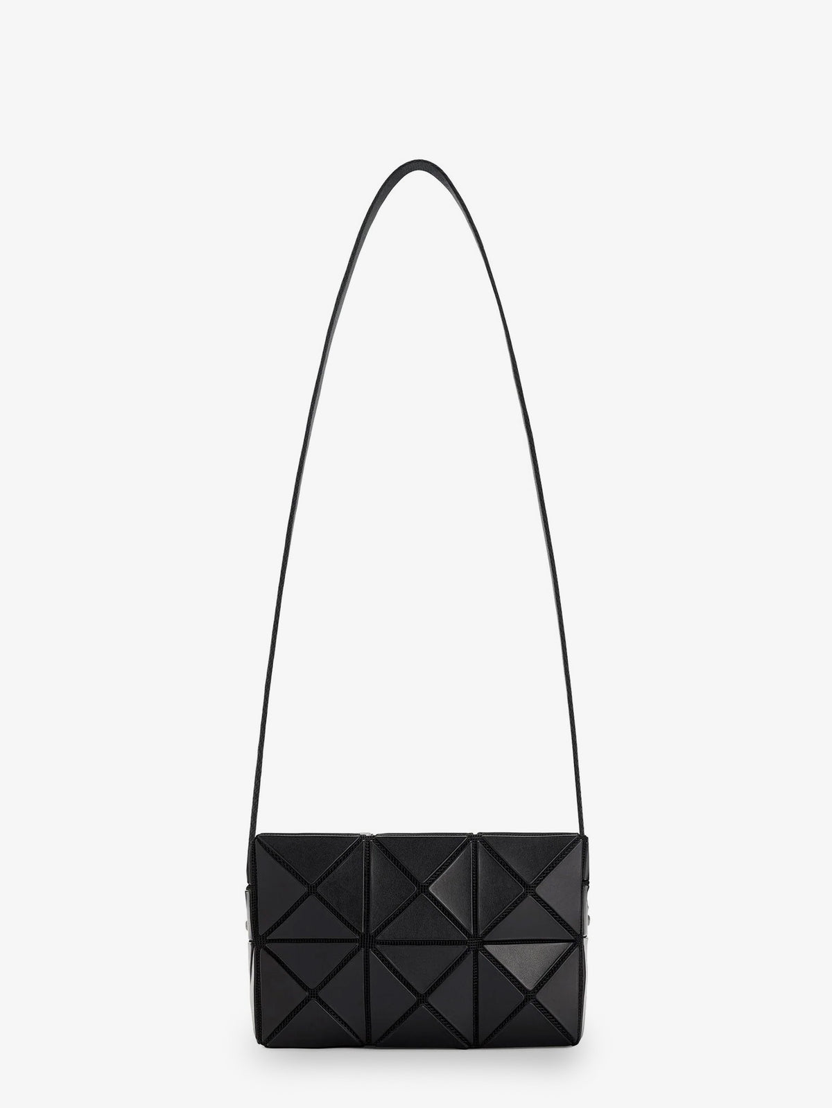 Cuboid shoulder bag with geometric pattern