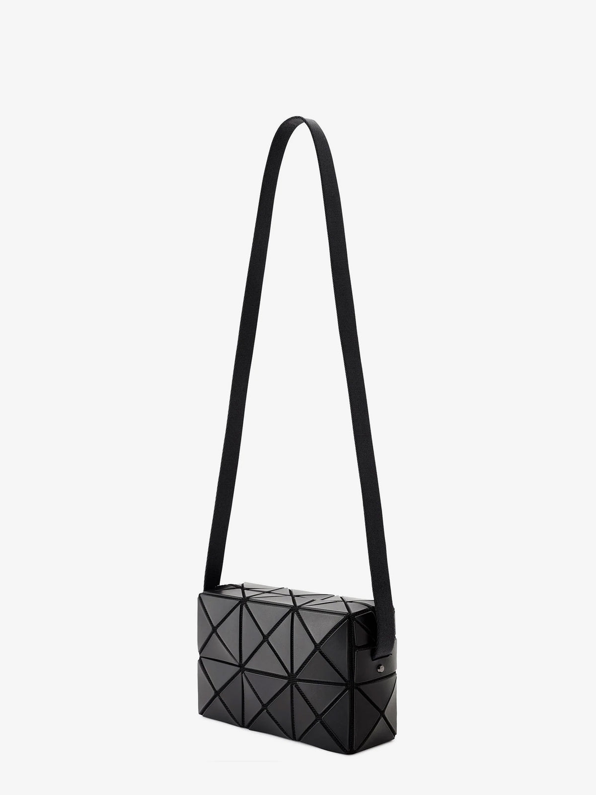 Cuboid shoulder bag with geometric pattern