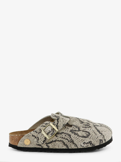 Boston suede sabot with python print thumbnail