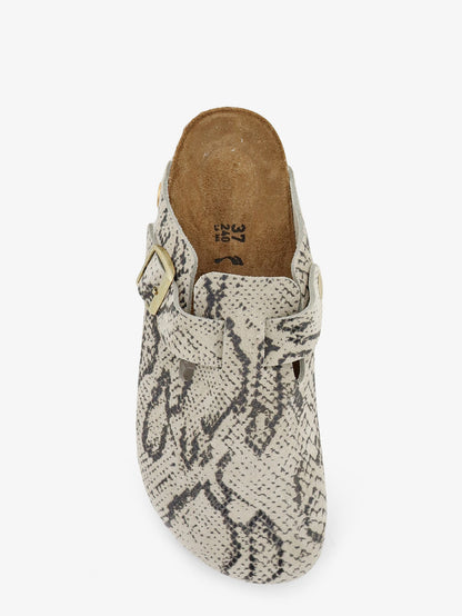 Boston suede sabot with python print thumbnail