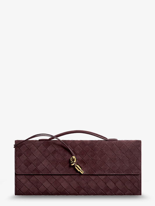 Andiamo Suede Clutch with Intrecciato pattern