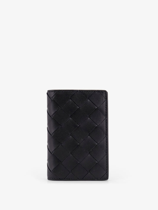 Leather card holder with Intrecciato pattern